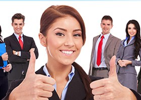 Woman doing thumbs up