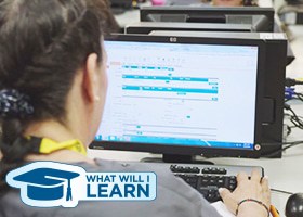 Medical professional using computer