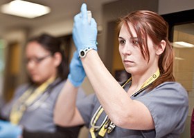 Medical student working